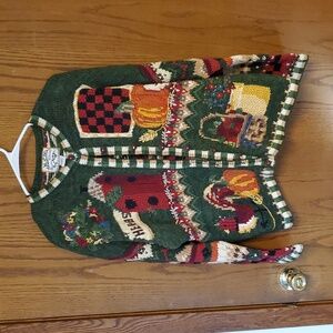 Vintage 90s Y2k Heirloom Collectibles Fall Bird Garden Harvest Cardigan